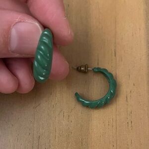 Green Twisted Hoop Earrings